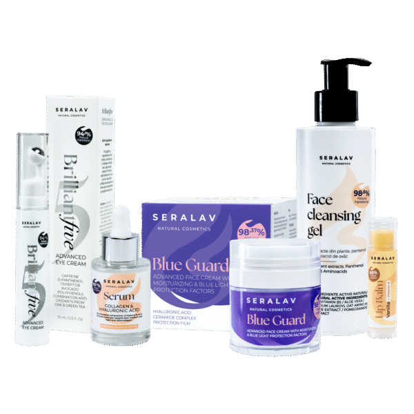 SERALAV SET COMPLETE: Blue Guard + Serum + Brilliant 5 + Cleansing Gel + Lip Balm